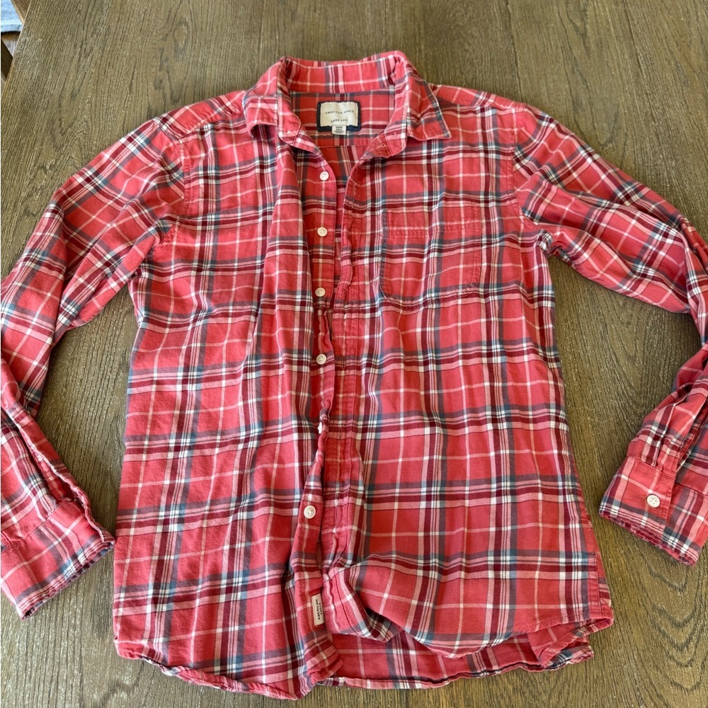 Red Plaid Men's Shirt / medium/ American Eagle